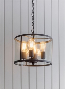 Cadogan Circular 4 Light Pendant in Charcoal - Steel