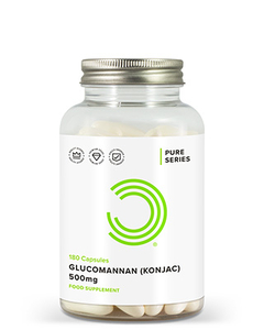 Glucomannan (Konjac) 500mg Capsules 180,  Vegetarian,  Vegan,  Gluten Free,  Dairy Free,  Lactose Free,  Soya Free