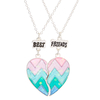 Best Friends Pastel Chevron Striped Split Heart Pendant Necklaces