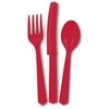 Ruby Red Plastic Cutlery 18 Pieces