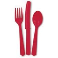 Ruby Red Plastic Cutlery 18 Pieces