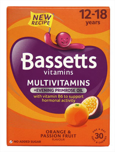 Bassetts Multivitamins + Evening Primrose Oil 12-18 Years Orange and Passion Fruit 30 Vitamins