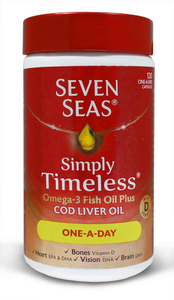 Seven Seas Simply Timeless Omega-3 Fish Oil Plus Cod Liver Oil 120 One a Day Capsules