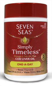 Seven Seas Simply Timeless Omega-3 Fish Oil Plus Cod Liver Oil 60 One a Day Capsules