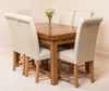 Farmhouse Rustic Solid Oak 160cm Dining Table & 6 Ivory Washington Leather Chairs