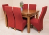 Farmhouse Rustic Solid Oak 160cm Dining Table & Red Lola Fabric Chairs