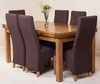 Farmhouse Rustic Solid Oak 200cm Dining Table & 6 Brown Lola Fabric Chairs
