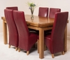 Farmhouse Rustic Solid Oak 200cm Dining Table & 6 Burgundy Lola Leather Chairs