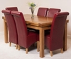 Farmhouse Rustic Solid Oak 200cm Dining Table & 6 Burgundy Montana Leather Chairs