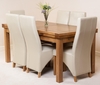 Farmhouse Rustic Solid Oak 200cm Dining Table & 6 Ivory Lola Leather Chair