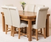 Farmhouse Rustic Solid Oak 200cm Dining Table & 6 Ivory Washington Leather Chairs