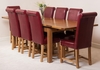 Farmhouse Rustic Solid Oak 200cm Dining Table & 8 Burgundy Washington Leather Chairs