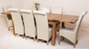 Farmhouse Rustic Solid Oak 200cm Dining Table & 8 Ivory Montana Leather Chairs