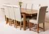 Farmhouse Rustic Solid Oak 200cm Dining Table & 8 Ivory Washington Leather Chiars