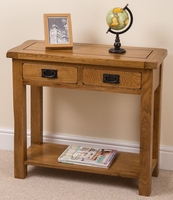 Farmhouse Rustic Solid Oak Console Table