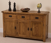 Farmhouse Rustic Solid Oak Large Sideboard