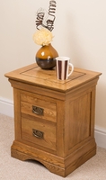 French Chateau Rustic Solid Oak Bedside Table