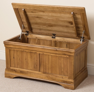 French Chateau Rustic Solid Oak Blanket Box