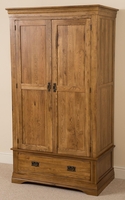 French Chateau Rustic Solid Oak Double Wardrobe