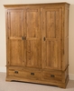 French Chateau Rustic Solid Oak Triple Wardrobe