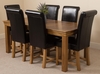 French Rusitc Solid Oak 180 cm Dining Table with 6 Black Washington Leather Chairs