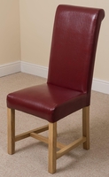 French Rusitc Solid Oak 180 cm Dining Table with 6 Burgundy Washington Leather Chairs