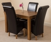 French Rustic Solid Oak 120 cm With 4 Black Montana Leather Chairs