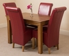 French Rustic Solid Oak 120 cm With 4 Burgundy Montana Leather Chairs
