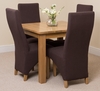 Oslo Solid Oak Dining Table and 4 Brown Lola Fabric Chairs