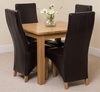 Oslo Solid Oak Dining Table and 4 Brown Lola Leather Chairs