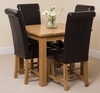 Oslo Solid Oak Dining Table and 4 Brown Washington Leather Chairs