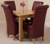 Oslo Solid Oak Dining Table and 4 Burgundy Montana Leather Chairs