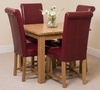 Oslo Solid Oak Dining Table and 4 Burgundy Washington Leather Chairs