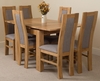 Richmond Oak 90 - 150 cm Extending Dining Table & 6 Stanford Solid Oak Fabric Chairs