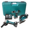 Makita DHP453Z Drill,  DJV180Z Jigsaw,  DGA452Z Grinder,  Charger,  Kitbox + 3 Batts