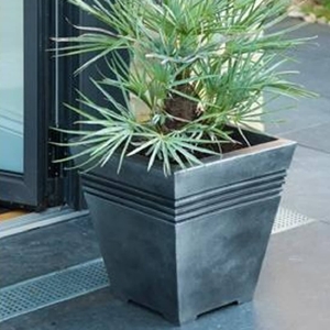 Square Plastic Pewter Effect Planter X2