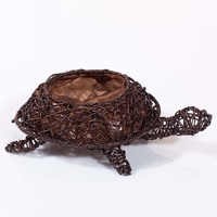 Weatherproof Rattan Tortoise Planter -brown