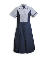 Alexandra short sleeved striped bodice housekeeping dress