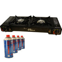 Double Hob Camping Stove Cooker Dual Burner with 4 Gas