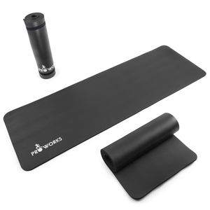 Proworks Large 10mm Thick Padded Yoga Mat With Carry Handle in Black