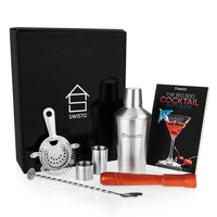Savisto 7 Piece Manhattan Cocktail Shaker Gift Set and Recipe Book