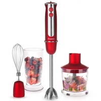Savisto 750 Watt 3 in 1 Hand Blender Set with Attachments in Red
