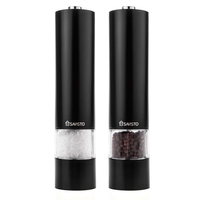 Savisto Electronic Illuminated Salt and Pepper Mill Grinders in Black