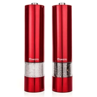 Savisto Electronic Illuminated Salt and Pepper Mill Grinders in Red