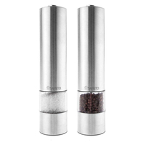 Savisto Electronic Illuminated Salt and Pepper Mill Grinders in Silver