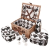 Savisto Luxury 4 Person Wicker Picnic Basket with Full Picnic Set