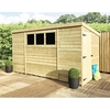 10 x 6 Pressure Treated Tongue and Groove Pent Shed With 3 Windows And Side Door