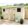 12 x 3 Pressure Treated Tongue and Groove Pent Shed with 2 windows and Double Doors (Centre)