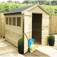 12 x 6 Premier Pressure Treated Tongue and Groove Apex Shed With Higher Eaves And Ridge Height 4 Windows And Single Door