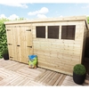 14 x 7 Large Pressure Treated Tongue and Groove Pent Shed With 3 Windows And Double Doors
